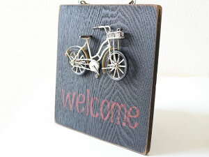 自転車 ウェルカムボード 玄関 おしゃれ レトロ 自転車 welcome ドアプレート かわいい ウェルカム 看板 自転車モチーフ ノスタルジックデコ ウェルカム 自転車雑貨 ミニチュア サイン アンテ