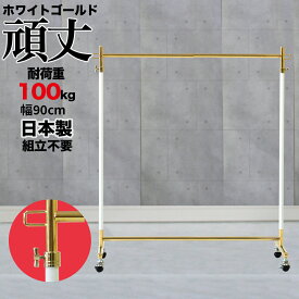 業務用 ハンガーラック 組立不要 頑丈 幅90cm 耐荷重100kg 高さ180 ホワイト ゴールド S-Class900 壊れない 高耐荷重 店舗什器 什器 キャスター付き アパレル ショップ 店舗用 大量収納 保管 在庫管理 展示 ディスプレイ 日本製 法人向け 事業所用 ハンガー什器 タフグラン