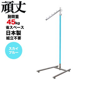 【10%OFF 楽天スーパーSALE 6/4 20時から】 タフグラン キュートガール 傾斜 ハンガーラック スカイブルー 耐荷重45kg 幅40cm 高さ176cm 組立不要 国産 日本製 頑丈 業務用 パイプハンガー 洋服掛け 収納ラック 伸縮式 衣類収納 キャスター無し 玄関 来客用 送料無料