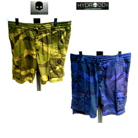 HYDROGEN ハイドロゲン 50％OFF カーゴ ハーフパンツ ショートパンツ 36 96~106cm 紺黒系 茶緑系 イタリア製 並行輸入品 大きいサイズ 迷彩 インポート 現品処分