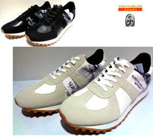 カステルバジャック メンズ ALL 2024 スニーカー シューズ 25.5cm〜26.5cm 白・黒 プリント 合成皮革 紳士靴 ギフト 新品・正規品 CASTEL BAJAC