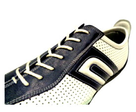 negroni ネグローニ パンチング メッシュ ドライビングシューズ ホワイト＆ブルー カーフスキン 24.0cm〜27.0cm 日本製 3E 巾広 大きめサイズ 日本人向き レザースニーカー NEGRONI