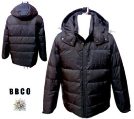 ビビコ 秋冬 メンズ フード ダウンジャケット ダウンブルゾン 50・48 サイズ 黒 大きいサイズ ポリエステル ダウン90％ フード取り外し可能 紳士服 40代 50代 60代 正規品 BBCO