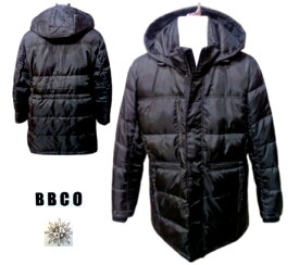 ビビコ 秋冬 メンズ フード ダウンハーフコート ダウンブルゾン 50 48 サイズ 黒 大きいサイズ ポリエステル ダウン90％ フード取り外し不可 紳士服 40代 50代 60代 正規品 BBCO