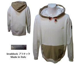braddock ブラドッグ パーカー ニットパーカー L サイズ インポート プルオーバーパーカー 秋冬 メンズ 紳士 ホワイト 白 ITALY イタリア製 並行輸入品 現品 1点限り