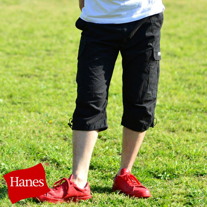 楽天市場 ハーフパンツ メンズ ひざ下 Hanes ヘインズ ショートパンツ 膝下 短め サーフ系 スポーツ ポケット ストレッチ ブランド クロップド パンツ 7分丈 部屋着 ルームウェア おしゃれ オシャレ 大人 黒 Xl Ll ボトムス 春 夏 秋 Mru