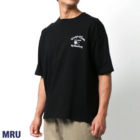 クーポン配布中 MRU エムアールユー Tシャツ メンズ 半袖 ティーシャツ ブランド 大きいサイズ コットン 綿100 春夏 ルード バイカー ロゴ 刺繍 ストリート アメカジ カジュアル おしゃれ 30代 40代 50代 春 夏 秋 白 黒 M L LL XL 2L MRU