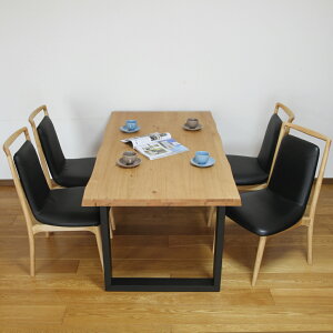 ダイニング5点セット 和風モダン 椅子4脚タイプ NA オーク材突板 無垢 ナチュラル色 一枚板風 肘無しチェア スチール脚 大川家具 4人用 送料無料