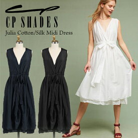 CP Shades Julia Dress シーピーシェイズ ジュリア シルク コットン ワンピース ドレス レディース 春夏用 リボン ミディ ミディ丈 インナー付 【正規品】 3342-703-88