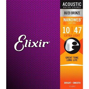 Elixir Acoustic 80/20 Bronze with NANOWEB [11002] EXTRA LIGHTy010-047z[GNT[][AR[XeBbNM^[][imEFu][GNXgCg]