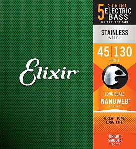 Elixir BASS NANOWEB 5-String Medium - Light B , Long Scale [45-130] #14777 [GNT[][x[X][5]