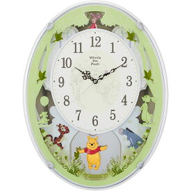 RHYTHM リズム クロック Disney ディズニー 電波掛け時計 メロディ付 キャラクター時計 くまのプーさん M523 4MN523MC03