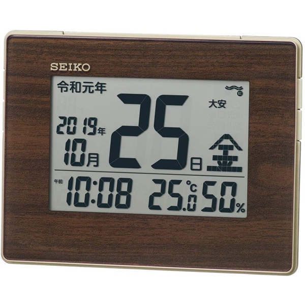 SEIKO セイコー クロック 電波時計 掛け置き兼用 温湿度表示付 カレンダー付 SQ442B