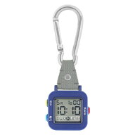 【ポイントバックCP】J-AXIS やさしい時計 シンプル 大画面 カレンダー機能 使いやすい ブルー カラビナ …