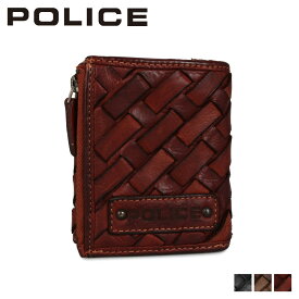 POLICE TRI-FOLD WALLET ポリス 財布 三つ折り メッシュ メンズ 本革 ブラック ネイビー ブラウン 黒 PA-70303