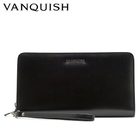 VANQUISH PASSPORT CASE ヴァンキッシュ パスポートケース パスケース カードケース メンズ ラウンドファスナー 本革 ブラック 黒 VQM-41230