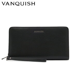 VANQUISH PASSPORT CASE ヴァンキッシュ パスポートケース パスケース カードケース メンズ ラウンドファスナー 本革 ブラック 黒 VQM-41260