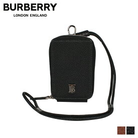 【最大1000円OFFクーポン配布中】 BURBERRY GRAINY LEATHER CARD CASE LANYARD バーバリー 財布 小銭入れ コインケース カードケース メンズ レディース ラウンドファスナー イタリア製 ブラック ブラウン 黒 115981