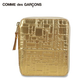 COMME des GARCONS EMBOSSED LOGOTYPE コムデギャルソン 二つ折り財布 メンズ レディース ラウンドファスナー ゴールド SA2100EG