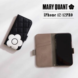MARY QUANT PU QUILT LEATHER BOOK TYPE CASE マリークヮント iPhone12 12 Pro ケース スマホケース 携帯 手帳型 レディース マリクワ ブラック ベージュ 黒 IP12-MQ01 母の日