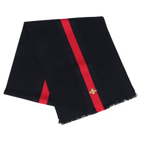 GUCCI SC STRONG BEE SCARF グッチ マフラー ストール メンズ レディース カシミア ウェブストライプ ダーク ブルー 4755134G487