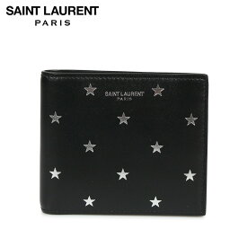 SAINT LAURENT PARIS STAR PRINT WALLET サンローラン パリ 財布 二つ折り 本革 メンズ レディース ブラック 黒 3963070O7GN