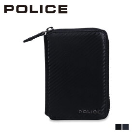POLICE ROUND SHORT WALLET ポリス ラウンドショートウォレット 財布 二つ折り メンズ 本革 ラウンドファスナー ブラック 黒 PA-70802