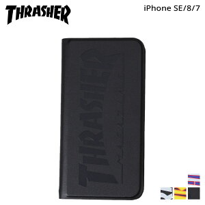 THRASHER HOME TOWN LOGO PU LEATHER BOOK TYPE CASE �X���b�V���[ iphone SE2 8 7 �X�}�z�P�[�X �����Y ���f�B�[�X �蒠�^ �g�� �A�C�t�H�� �u���b�N �l�C�r�[ �� �y���[���ցz ��̓�