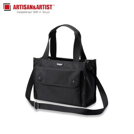 【最大1000円OFFクーポン配布中】 ARTISAN&ARTIST 2WAY BAG アルティザン&アーティスト トートバッグ ショルダー 旅行バッグ レクタンギュラー レディース ファスナー付き 斜めがけ 大人 軽量 一泊 ブラック 黒 3WB-RM205 母の日