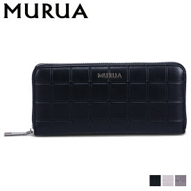 MURUA LONG WALLET ムルーア 財布 長財布 レディース ラウンドファスナー ブラック アイボリー シルバー 黒 MR-W1171