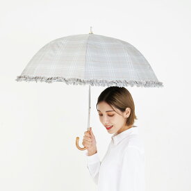 LANVIN en Bleu ドビー フリル ランバン オン ブルー 日傘 長傘 晴雨兼用 雨傘 レディース 50cm 遮光 遮蔽 UVカット 紫外線対策 グレー 22-084-11848-06