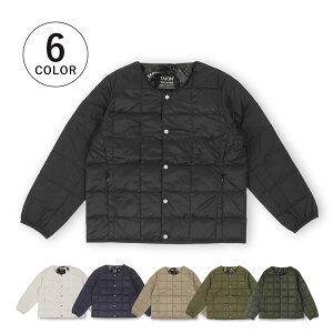 TAION BASIC CREW NECK BUTTON INNER DOWN JACKET �^�C�I�� �C���i�[�_�E�� �W���P�b�g �x�[�V�b�N �N���[�l�b�N�{�^�� �L�b�Y �u���b�N �z���C�g �l�C�r�[ �x�[�W�� �I���[�u �� TAION-K104