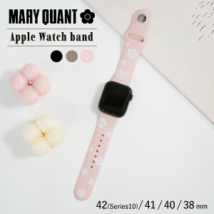 MARY QUANT SILICONE WATCH BAND �}���[�N�����g �A�b�v���E�H�b�`�o���h �x���g �ւ� ���f�B�[�X �}���N�� Apple Watch Series 10 42mm 41mm 40mm 38mm �V���R�� ���� �u�����h ������� �u���b�N �x�[�W�� �s���N
