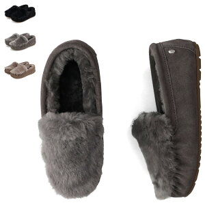 emu CAIRNS REVERSE FUR エミュー モカシン スリッポン レディース シープスキン ブラック グレー ブラウン 黒 W11705