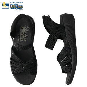 SKECHERS HANDS FREE SLIP-INS ARYA SPARKLING PRAISE �X�P�b�`���[�Y �X���b�v�C���Y �A���� �X�p�[�N�����O �v���C�Y �T���_�� �X�g���b�v�T���_�� ���f�B�[�X ���� �u���b�N �� 119842