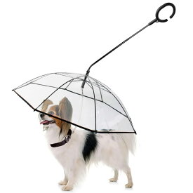 犬用傘 雨の日 お散歩用 犬 リード 梅雨対策 犬用リード ペット雨具 犬のリード 持ちやすい 小中型犬用 リード 折り畳み式リード傘 ペットアンブレラ 傘 リード付き傘 防雨防雪（透明色，C字型）