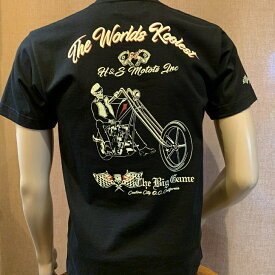 半袖Tシャツ ハーレー バイカー アメ車 HOTROD　アメカジ チョッパー サイドバルブ ナックル　パン ショベル エボ ストリート ロックンロール ピンストライプ メンズレディース "TheWorldsKoolest"