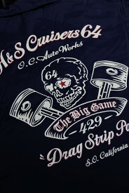 NEW BODY!ボア付 コーチジャケット ハーレー バイカー アメ車 HOTROD アメカジ ホットロッド スカル ドクロ チョッパー サイドバルブ ナックル パン ショベル エボ ロックンロール ピンストライプ ドラッグレース "H&S Cruisers64"