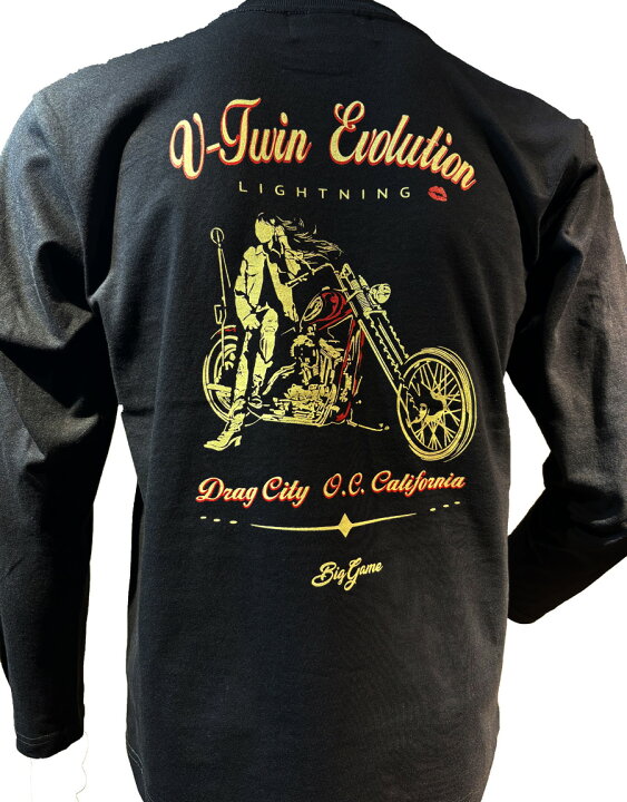 楽天市場】NEWデザイン！長袖Tシャツ ロンT スカル ハーレー バイカー