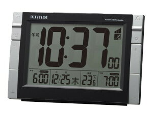 ���Y��(RHYTHM) �ڊo�܂����v �d�g���v �d�q��W�A���[�� ���x �J�����_�[ ���C�g�t�� �u���b�N 10.2x15.5x6.1cm 8RZ223SR02