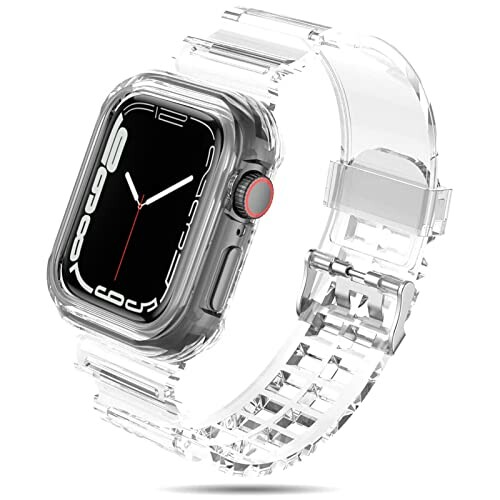 コンパチブル Apple Watch バンド 41mm 一体型ベルト 透明 上質なTPU 耐衝撃 保護カバー エッジ保護 コンパチブル アップルウォッチ バンド iWatch Series 7対応（41mm クリア）