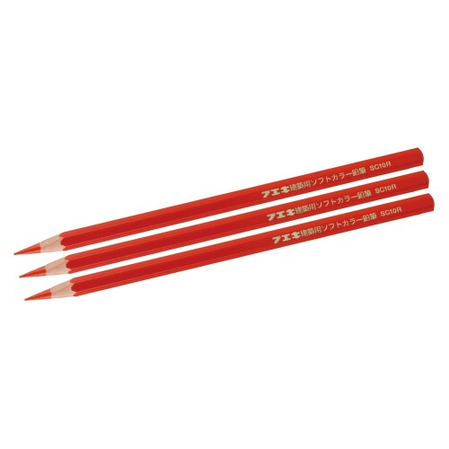不易糊工業 建築用ソフトカラー鉛筆 3本入り 売店 赤 SC10-3R 売れ筋ランキング
