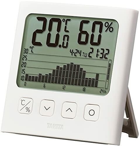 タニタ 温湿度計 時計 カレンダー 温度 湿度 デジタル グラフ付 ホワイト TT-580 WH 温湿度の変化を確認