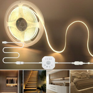 �N���A�q���iClearhill�j���[�V�����Z���T�[COB LED 5V USB�X�g���b�v���C�g 5M �����F 3000K, ���ԁE��ԏƖ����[�h, 4�̃^�C�}�[�I�t���[�h�t��, 320LEDs/M ��8mm�C�Q��/�L�b�`��/�K�i/�L���Ȃ�DI