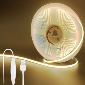 �N���A�q���iClearhill�j5V ��5mm COB LED�X�g���b�v���C�g �����\ 5M �����F 3000K 400LEDs/M�A8W/M�ACRI90�A1500lm�A���b�L���H���ʃp�l�����C�g�X�g���b�v ��h��IP20 5�i�����A1.5m�P�[�u�� DIY �ƒ�