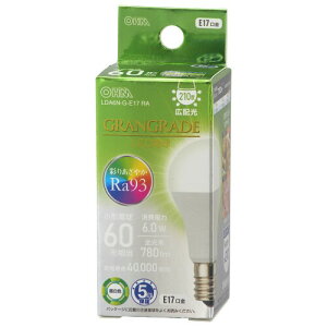 �I�[���d�@ LED�d�����` E17 60�`����/60W���� �����F Ra93�����F �����Ή� �f�M�ގ{�H���Ή� �~�j�N���v�g���` 5�N�ۏ� LDA6N-G-E17 RA 06-5564 OHM