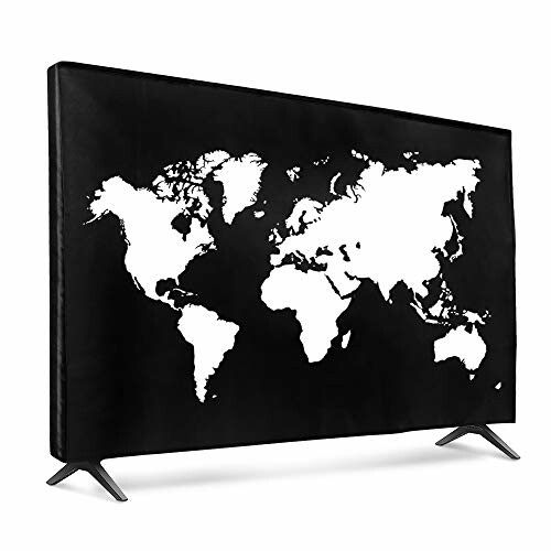 kwmobile 対応: 43" TV テレビカバー 防塵カバー 液晶テレビ 保護カバー ホコリよけ 世界地図デザイン