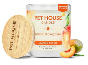 (Pack of 1, Mango Peach) - One Fur All - 100% Natural Soy Wax Candle, 20 Fragrances - Pet Odour Eliminator, Up to 60 Hours Burn Time, Non-Toxic, Eco-Friendly Reusable Glass Jar Scented Candles - Pet House Candle, Mango Peach