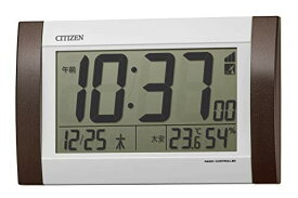 リズム(RHYTHM) シチズン 掛け時計 目覚まし時計 電波時計 デジタル R188 置き掛け兼用 カレンダー 温度 ・ 湿度 表示 茶 24.0×14.8×3.1cm CITIZEN 8RZ188-006