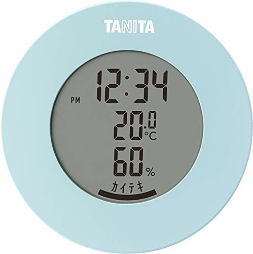 タニタ 驚きの値段で 温湿度計 温度 湿度 デジタル 時計付き 卓上 BL 2020新作 TT-585 ライトブルー マグネット
